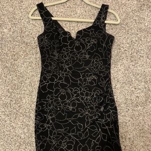 Nordstrom Black Cocktail Dress with Silver Pattern